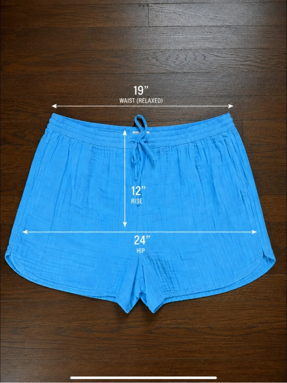 Coastal Sky Blue Cotton Gauze Beach Shorts NWT XL Drawstring Resort Cover Up